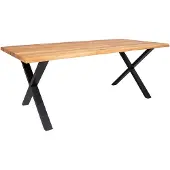 Ebuy24 Tony Esstisch 95x200 cm mit gewellter Kante, Eiche, schwarze Beine.