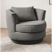 Furn.Design Drehsessel "Comfy" in grau Web-Velours Sessel 360° drehbar inklusive Kissen