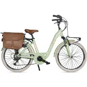 VELOmarche Via Veneto Elektrofahrrad Classic E-Bike Lady 24” 6V, grün „Giulietta“, mit Seitentaschen