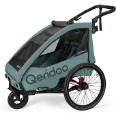 Qeridoo QUPA Plus 2 - Kinderfahrradanhänger für 2 Kinder, Farbe: Mineral Blue