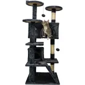 Trekker Kratzbaum Hotel für Katzen mit 2 Höhlen, Bett und Treppe, 50x50x130 cm