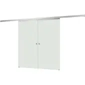 Inova Glasschiebetür doppelflügelig Klarglas 1510x2035 Tür Zimmertür Schiebetür - Griffmuschel+2seitiger Softclose