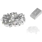 Digitus CAT 6 Modularstecker für Rundkabel, Pass through Stecker - 100 Stk., RJ-45, Silber, Transparent, Stecker, Gerade, Polycarbonat (PC), Cat6