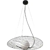 FABAS LUCE Homa Pendelleuchte aus schwarzem Metall und mundgeblasenem Glas, E27 (40W), elegantes Design für Innen, IP20, höhenverstellbar bis 2000 mm