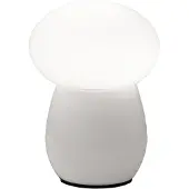 FABAS LUCE Freddy Tischleuchte aus mundgeblasenem, weißem Glas, E27-Fassung (40 W), integrierter Schalter, elegantes und modernes Design - Kollektion Freddy