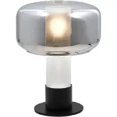 FABAS LUCE Flick Smoked Tischleuchte, Gestell aus Metall und Borosilikatglas, Touch-Dimmer, E14 15W Fassung, IP20 - Flick
