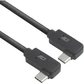 ACT USB 3.0 10 Gbit/s 60 W USB Type-C (links/rechts abgewinkelt) auf USB Type-C (links/rechts abgewinkelt) Kabel, 2 Meter, 2 m, USB C, USB C, USB 3.2 Gen 2 (3.1 Gen 2), 10 Gbit/s, Schwarz