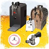 Ich-zapfe Zapfanlage JET 30 Bierkoffer Set mit Holzfass und Durchlaufkühler 35 l/h