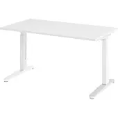 Bümö Schreibtisch Serie-XB - Nachbildung: Weiß, Gestell: Weiß/Alu poliert, Größe: 140 x 80 cm