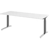 Bümö Schreibtisch Serie-XB - Nachbildung: Weiß, Gestell: Graphit/Alu poliert, Größe: 200 x 80 cm
