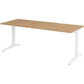 Bümö Schreibtisch Serie-XB - Nachbildung: Asteiche, Gestell: Weiß, Größe: 200 x 80 cm