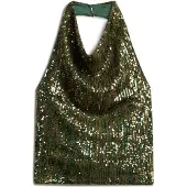 Superdry Cowl Halter Sequin ärmellose Bluse