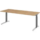 Bümö Schreibtisch Serie-XB - Nachbildung: Asteiche, Gestell: Graphit/Alu poliert, Größe: 200 x 80 cm
