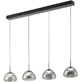 FABAS LUCE Lucille Fumé Pendelleuchte, 28 W LED, Farbtemperatur 2700-4000 K, Gestell aus Metall und Borosilikatglas, stufenlos dimmbar - 87 x 6 x 200 cm