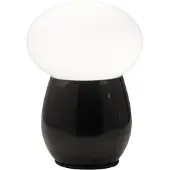 FABAS LUCE Freddy Tischleuchte aus schwarzem, mundgeblasenem Glas, E27-Fassung (40 W), integrierter Schalter, elegantes und modernes Design - Kollektion Freddy