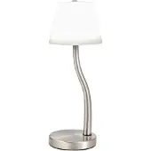 FABAS LUCE Ibla LED-Tischleuchte 9W 750lm 3000K, Touch-Dimmfunktion, Gestell aus Metall und mundgeblasenem Glas, Farbe: Satin-Nickel - Ibla