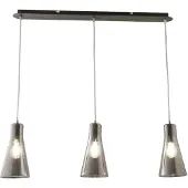 FABAS LUCE Dafne Pendelleuchte aus Metall und mundgeblasenem Glas, Rauchglas, 3-flammig, E27 40W - Elegantes Design für moderne und stilvolle Interieurs