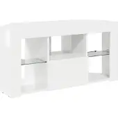 Syfax Eck-LED-TV-Schrank Wandmontiert Hochglanz Weiß 100 x 40 x 50 cm