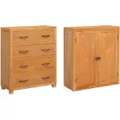 vidaXL Aufbewahrungsmöbel-Set mit Regal 2 Stk. Natur 80 x 35 x 185 cm