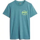 Superdry für Herren. M1011922A Fluor-T-Shirt mit blauem Vintage-Logo (XXL), Lässig, Baumwolle, Kurzarm