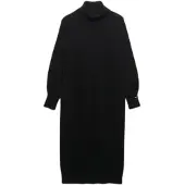 Superdry für Damen. W8012129A Schwarzes Rollkragenkleid (M), Lässig, Wolle, Langarm