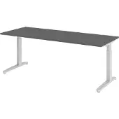 Bümö Schreibtisch Serie-XB - Gestell: Silber, Nachbildung: Graphit, Größe: 200 x 80 cm