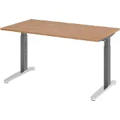 Bümö Schreibtisch Serie-XB - Nachbildung: Nussbaum, Gestell: Graphit/Alu poliert, Größe: 140 x 80 cm
