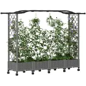 vidaXL Hochbeet mit Rankgitter und Dach Hellgrau 207 x 40 x 129 cm PP