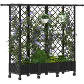 vidaXL Hochbeet mit Rankgitter und Dach Schwarz 164 x 40 x 127 cm PP