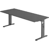 Bümö Schreibtisch Serie-O - Nachbildung: Graphit, Gestell: Graphit, Größe: 200 x 80 cm