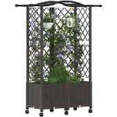 vidaXL Hochbeet mit Rankgitter und Dach Braun 122 x 40 x 144 cm PP