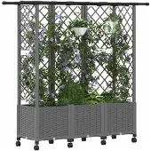 vidaXL Hochbeet mit Rankgitter und Dach Hellgrau 163,5 x 40 x 142 cm
