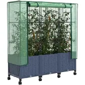 vidaXL Gartenplanter mit Gewächshausabdeckung und Rädern 3 Stk. PP