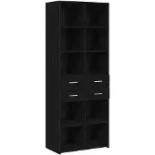 vidaXL Bücherregal Schwarz Eichen-Optik 30 x 42,4 x 185,2 cm