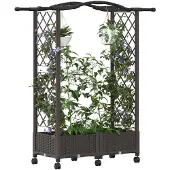 vidaXL Hochbeet mit Rankgitter und Dach Braun 124 x 40 x 129 cm PP