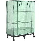 vidaXL Gartenplanter mit Gewächshausabdeckung und Rädern 2 Stk. Weiß