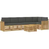 vidaXL Outdoor-Sofagarnitur 7 Stk. Weiß und Anthrazit Polyester