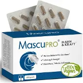 MascuPRO Mann & Kraft | Hormon Balance Energie schwarzes Maca Aminosäuren 60 St Kapseln