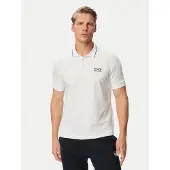 EA7 für Herren. 8NPF16_PJVUZ Lässiges weißes Poloshirt (XL), Baumwolle, Kurzarm