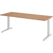 Bümö Schreibtisch Serie-XB - Gestell: Silber, Nachbildung: Nussbaum, Größe: 200 x 80 cm