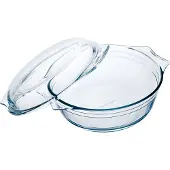 Arcuisine Ôcuisine Runde Borosilikat-Glas-Kasserolle mit Deckel 2,1 L