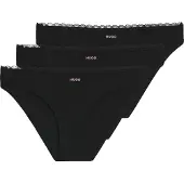 HUGO Slip UNDERWEAR "TRIPLET MICRO", Damen, Gr. M, 3 Stk., Jersey, schwarz (schwarz 001), Jersey, Obermaterial: 85% Polyamid, 15% Elasthan, körpernah, Unterhosen Slip, mit Spitzenbesatz