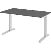 Bümö Schreibtisch Serie-XB - Gestell: Silber, Nachbildung: Graphit, Größe: 140 x 80 cm