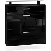 Vladon SCHUHSCHRANK Malea Front in Schwarz Hochglanz