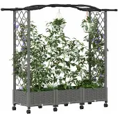 vidaXL Hochbeet mit Rankgitter und Dach Hellgrau 169 x 40 x 129 cm PP