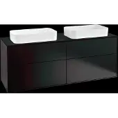 Villeroy & Boch Finion Waschtischunterschrank, 4 Auszüge, mit integrierter Beleuchtung, für 2 Waschbecken, mit Hahnoch, 1600x603x501mm, Glass Black Matt, G31200PD