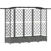 vidaXL Hochbeet mit Rankgitter und Dach Hellgrau 203,5 x 40 x 123 cm