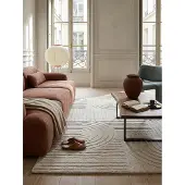KADIMA DESIGN Wollteppich geometrisch Elfenbein 120 x 170 cm - LEVEN
