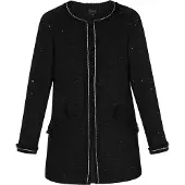 Dreimaster Mantel Mantel Damen schwarzer Glitzer