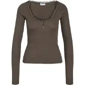 Noisy May Oberteil mit langen Ärmeln in Chocolate Brown1 | Gr.: M